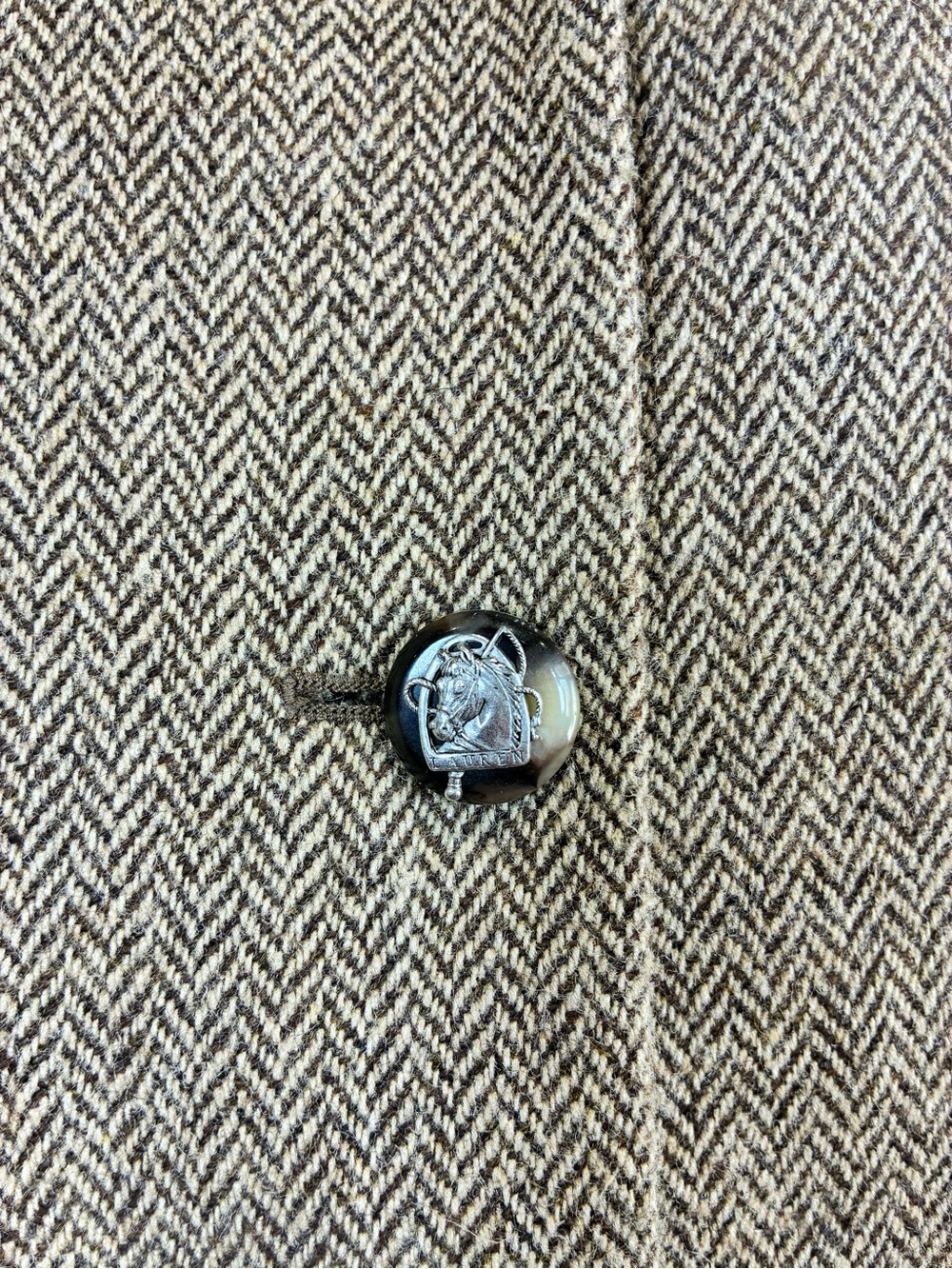 Ralph Lauren Brown Herringbone Wool Blend Riding Jacket, Size 14 - Picture 4 of 8